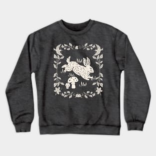 Cottagecore Linocut Bunny Crewneck Sweatshirt